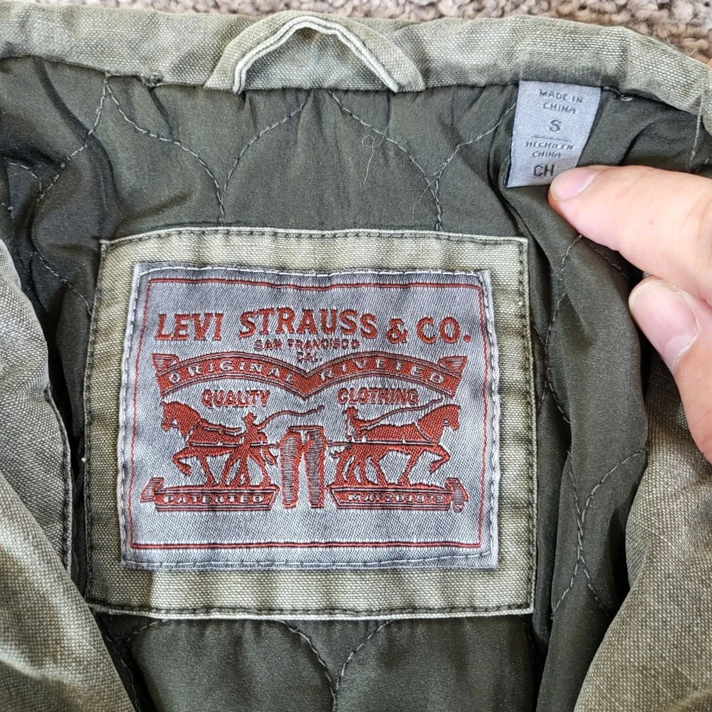 Levi‎ Strauss & Co. Men's Military Jacket Full Zip Quilted Lined Olive Small